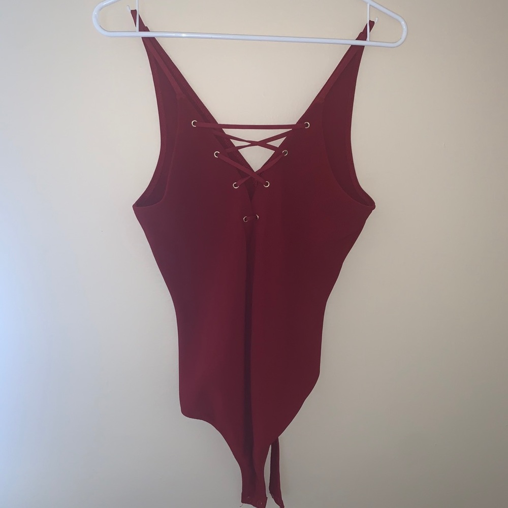 EXPRESS red lace up bodysuit